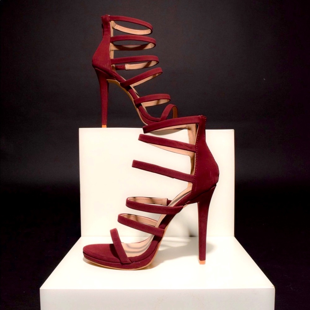 Wine Strappy heels
